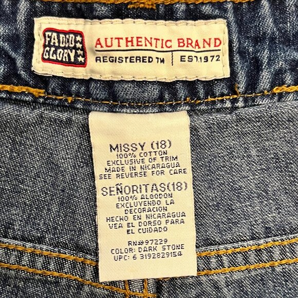 Faded Glory Embroidered Denim Jean Shorts, Size 18 - Picture 3 of 7